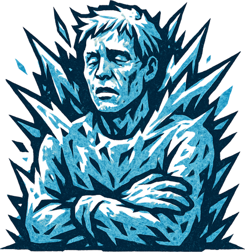 Frozen human.
In-Game asset.  2d.  High contrast.  No shadows