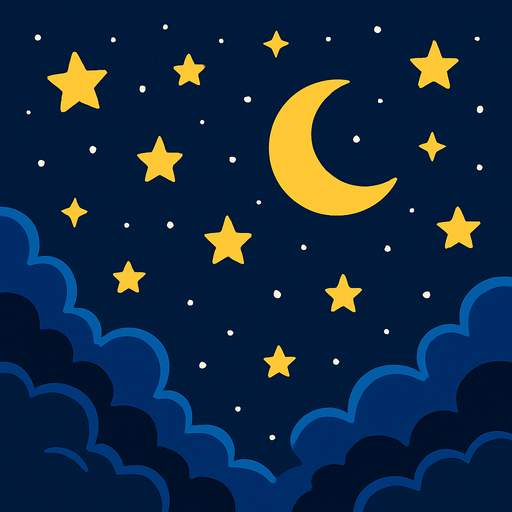 gece gökyüzü.
In-Game asset.  2d.  High contrast.  No shadows