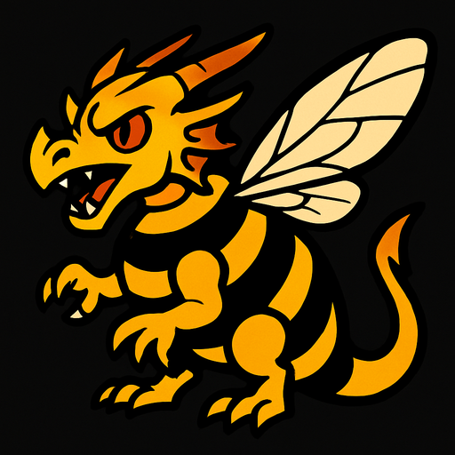 Dragon abeille.
In-Game asset.  2d.  High contrast.  No shadows