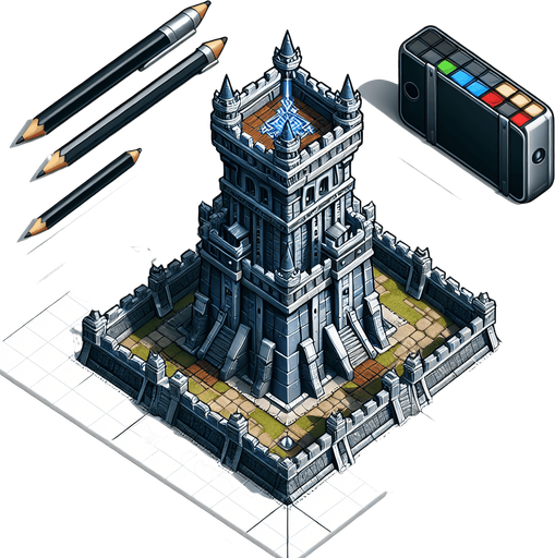 create a tower  in  a tower defense game.
Single Game Texture. In-Game asset. 2d. Blank background. High contrast. No shadows.