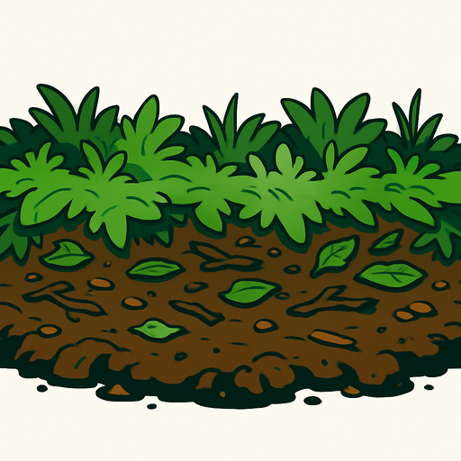 orman toprağı olsun zemin.
In-Game asset.  2d.  High contrast.  No shadows