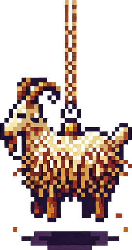 A straw goat christmas decoration. Pixelart. Single Game Texture. In-Game asset. 2d. Blank background. High contrast. No shadows.