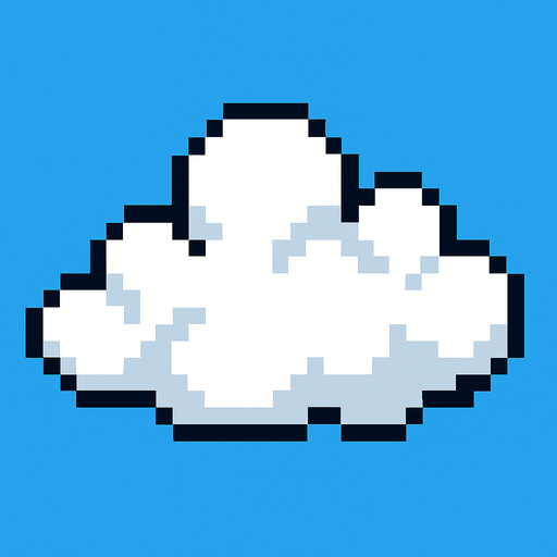 Una nube pixelar.
In-Game asset.  2d.  High contrast.  No shadows