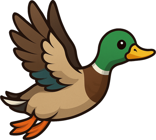 Duck Flying.
In-Game asset.  2d.  No shadows