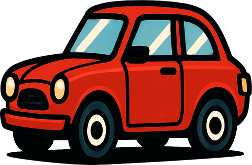 Red car.
In-Game asset.  2d.  High contrast.  No shadows