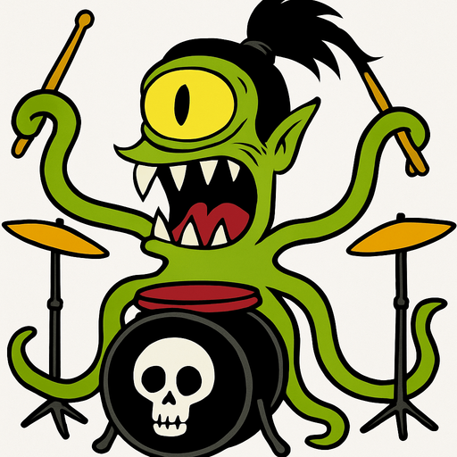 Make my character have more tentacle based hands and make him have dark black hair with a ponytail (make my character's background white)