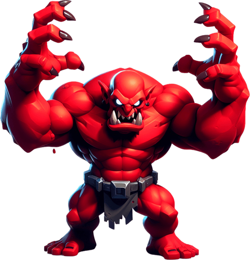 red orc scarry taunt put hands up

Single Game Texture.  In-Game asset.  2d.  Blank background.  High contrast.  No shadows