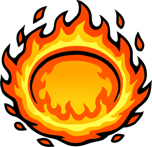 A 2D circular burning effect in Survivor.io style made by HABBY PTE. LTD. (not only the surroundings but also the inside burns)
In-Game asset.  2d.  High contrast.  No shadows