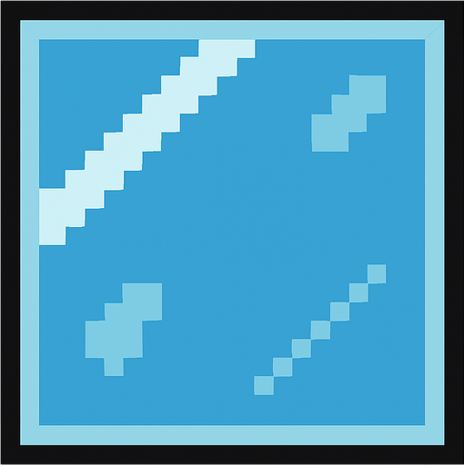 Make a 2D top down pixelated flat image of glass.
In-Game asset.  2d.  High contrast.  No shadows