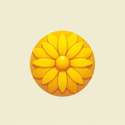 A round yellow flower. Top down view.
Single Game Texture. In-Game asset. 2d. Blank background. High contrast. No shadows.