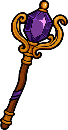 Magician's staff.
In-Game asset.  2d.  High contrast.  No shadows