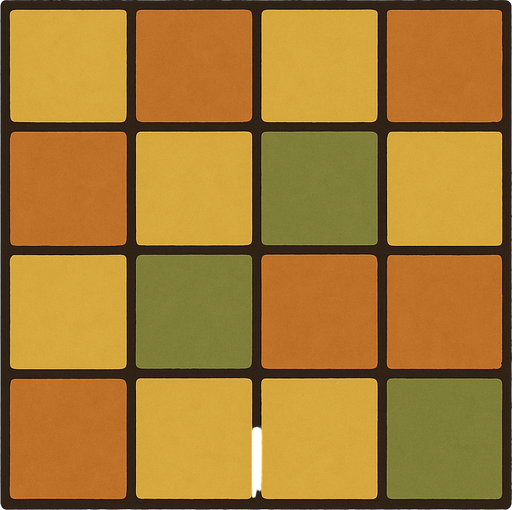 A 4x5 grid in professor Layton game  style.
In-Game asset.  2d.  High contrast.  No shadows