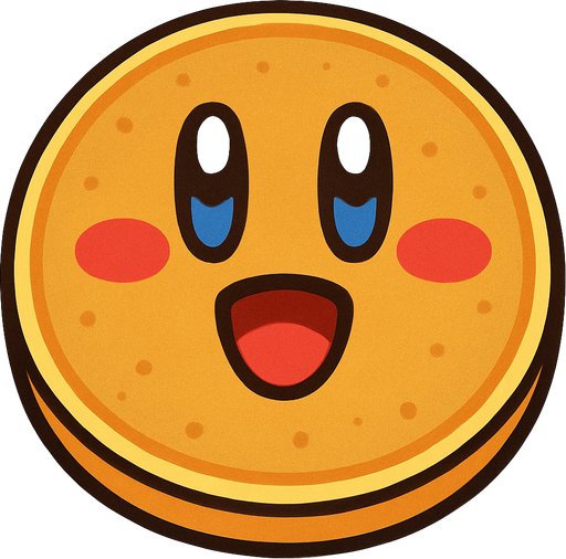 Pancake with a kirby face.
In-Game asset.  2d.  High contrast.  No shadows