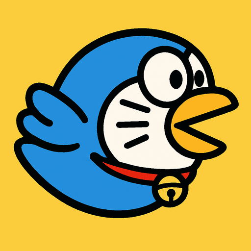 crate doraemon flapi bird.
In-Game asset.  2d.  High contrast.  No shadows