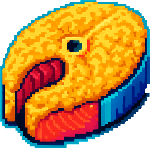 This fish steak with covered with raw batter on it.