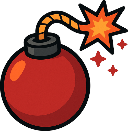 2D golgesiz guclu bomba resimi.
In-Game asset.  2d.  High contrast.  No shadows
