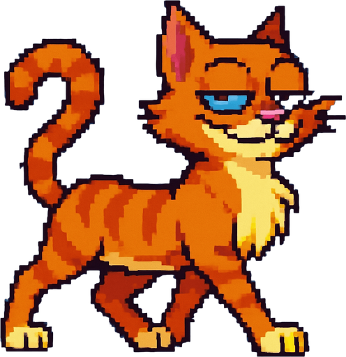 puedes cambiar la posicion de las patas, es decir las que estan atras pasan adelante y viceversa, con el mismo estilo pixel art de la foto original y fondo azul