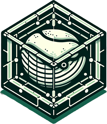 whale head in octogonal box with green background asset.
Single Game Texture.  In-Game asset.  2d.  Blank background.  High contrast.  No shadows