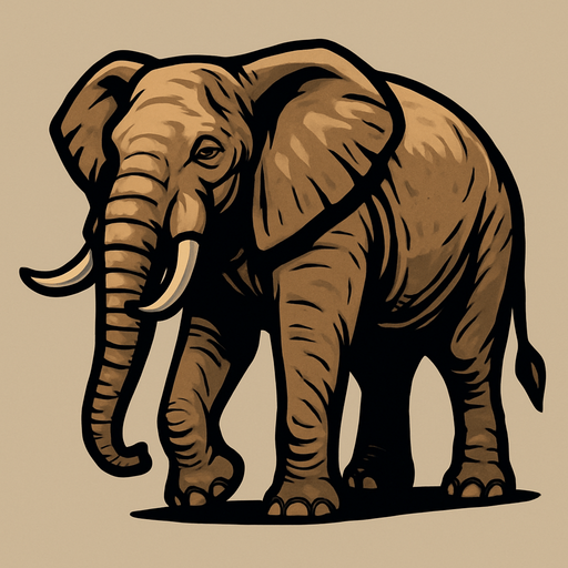 Elephant full body.
In-Game asset.  2d.  High contrast.  No shadows