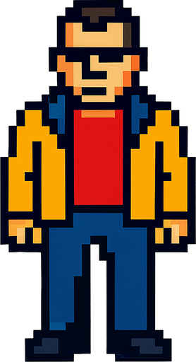 GTA 2 karakteri.
In-Game asset.  2d.  High contrast.  No shadows