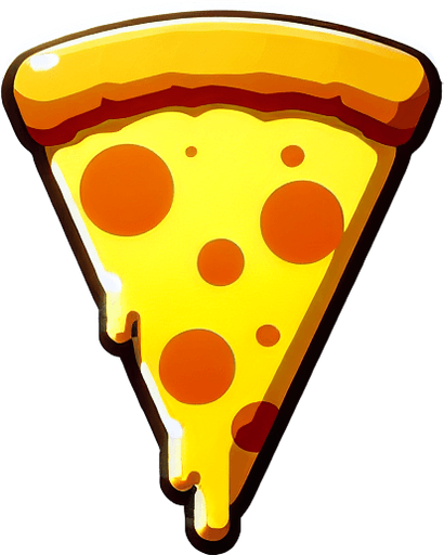a slice of pizza on a transparent background, predominantly yellow. Slice of pizza.
Single Game Texture. In-Game asset. 2d. Blank background. High contrast. No shadows.