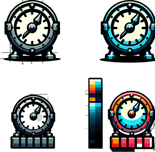 create a clock.
Single Game Texture.  In-Game asset.  2d.  Blank background.  High contrast.  No shadows