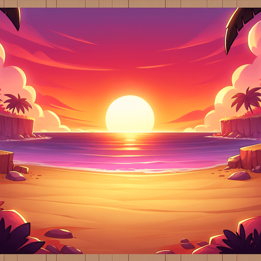 cartoon beack background. all sand. sunset..
Single Game Texture. In-Game asset. 2d. Blank background. High contrast. No shadows.
