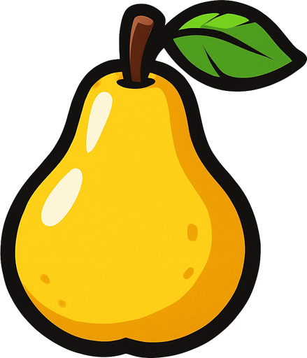 pear fruit.
In-Game asset.  2d.  High contrast.  No shadows. animated. cartoon
