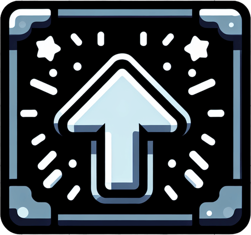 power up.
Single Game Texture.  In-Game asset.  2d.  Blank background.  High contrast.  No shadows