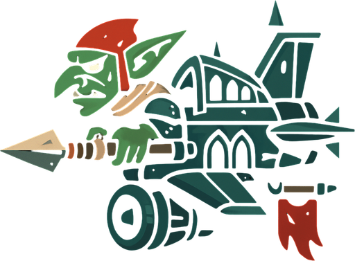 goblin spear ghotic fantasy warplane. side scroller.
In-Game asset.  2d.  High contrast.  No shadows