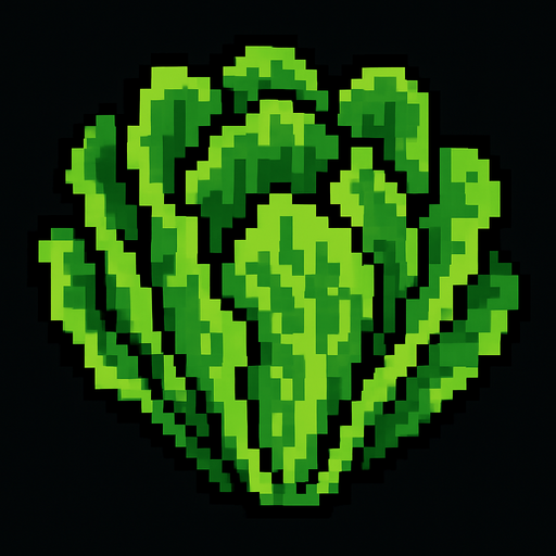 lechuga de pixeles.
In-Game asset.  2d.  High contrast.  No shadows