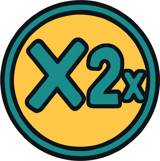 X2 signal.
In-Game asset.  2d.  No shadows. cartoon. simple