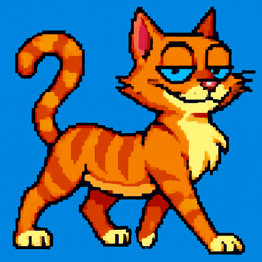 puedes cambiar la posicion de las patas, es decir las que estan atras pasan adelante y viceversa, como si hubiese dado un paso, con el mismo estilo pixel art de la foto original y fondo azul