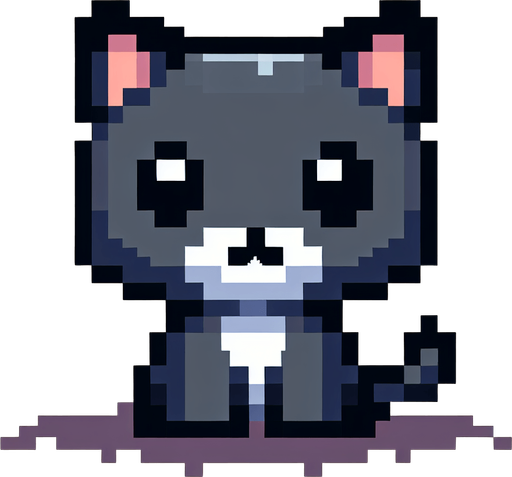 Kedi pixel art.
Single Game Texture.  In-Game asset.  2d.  Blank background.  High contrast.  No shadows