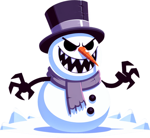 cartoony evil snowman character

Single Game Texture. In-Game asset. 2d. Blank background. High contrast. No shadows.