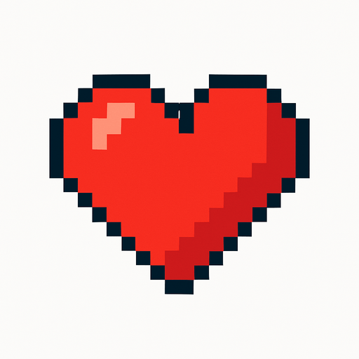 pixel art 2d heart.
In-Game asset.  2d.  High contrast.  No shadows