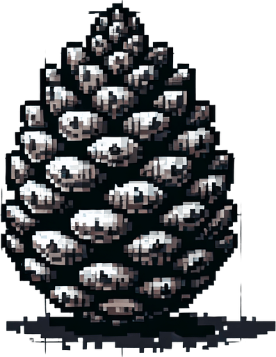 A pine cone. Pixelart. Single Game Texture. In-Game asset. 2d. Blank background. High contrast. No shadows.