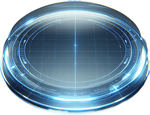 A 2D holographic UI board, viewed from the front, designed like a futuristic speech bubble. It has a flat, semi-transparent surface with a soft blue glow around its edges. The design is minimal and clean, incorporating a subtle holographic effect with smooth light accents, making it ideal for displaying text in a sleek, high-tech style.
Single Game Texture. In-Game asset. 2d. Blank background. High contrast. No shadows.