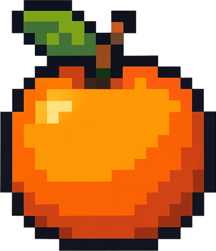 Make me a pixel 2d orange.
In-Game asset.  2d.  High contrast.  No shadows