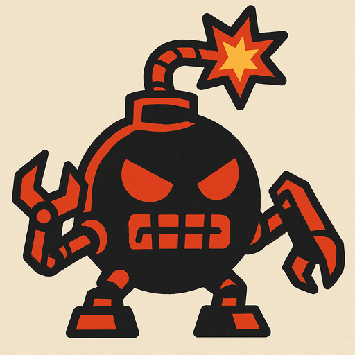 2d dangerous robot bomb.
In-Game asset.  2d.  High contrast.  No shadows