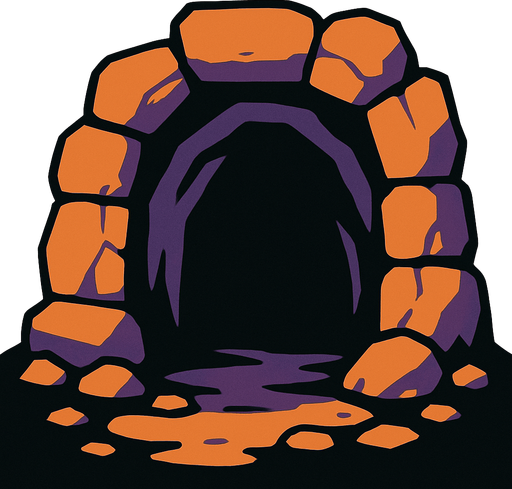 mağara girişi.
In-Game asset.  2d.  High contrast.  No shadows