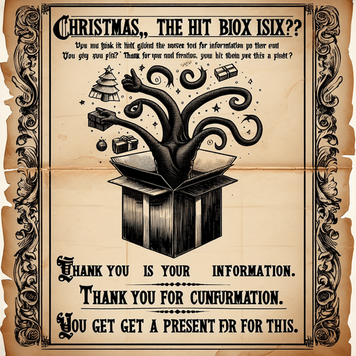 a pergament of a christmas present with a box glove trap. There is the text: "You think, the hit box is confusing? Thank you for your information. You get a present for this."