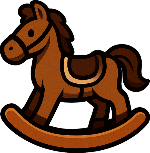 Brown rocking horse.
In-Game asset.  2d.  High contrast.  No shadows