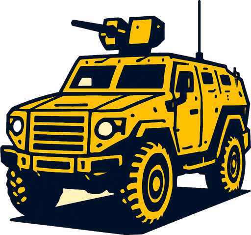 ZIRHLI ARAÇ ARKA SOL ÇAPRAZ ŞEKİLDE İLERLİYOR ÖNDEN GÖRÜNTÜ.
In-Game asset.  2d.  High contrast.  No shadows