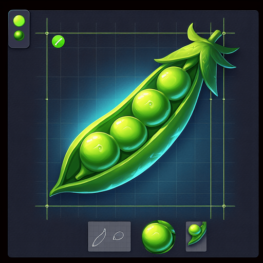 A nice green pea pod..
Single Game Texture. In-Game asset. 2d. Blank background. High contrast. No shadows.