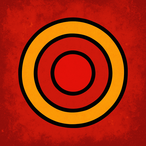 target logo 2d ingame asset high contrast no shadows.
In-Game asset.  2d.  High contrast.  No shadows