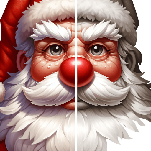 Santa's face.
Single Game Texture. In-Game asset. 2d. Blank background. High contrast. No shadows.