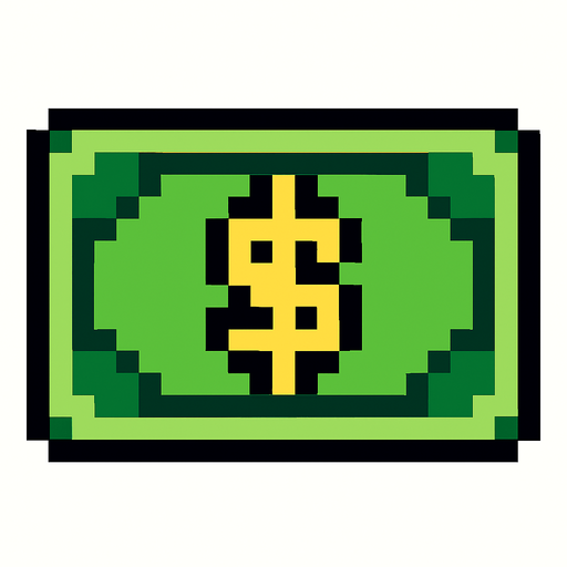 money pixel art.
In-Game asset.  High contrast.  No shadows
