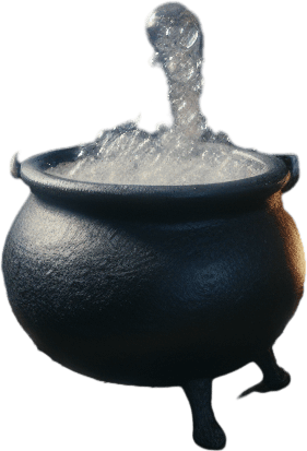 A witch's room with a cauldron
A witch's room with a cauldron