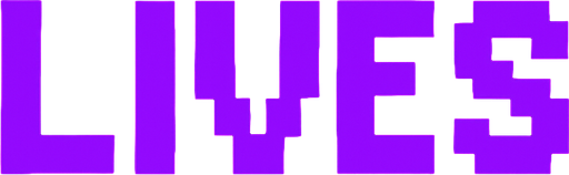 texto hecho con pixeles que diga lives.
In-Game asset.  2d.  High contrast.  No shadows